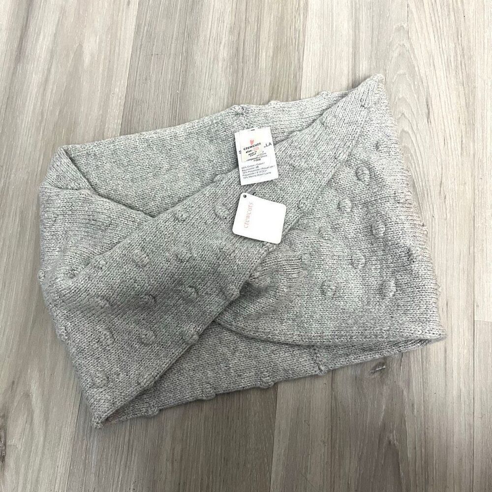 Crewcuts Gray Cotton & Wool Blend Swiss Dot Knit Snood Infinity‎ Scarf OS NWT